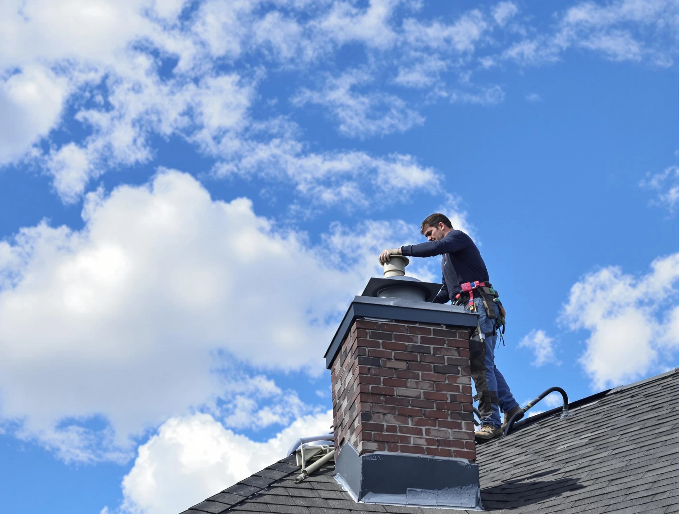 Aurora Chimney Sweep installing a sturdy chimney cap in Aurora, CO