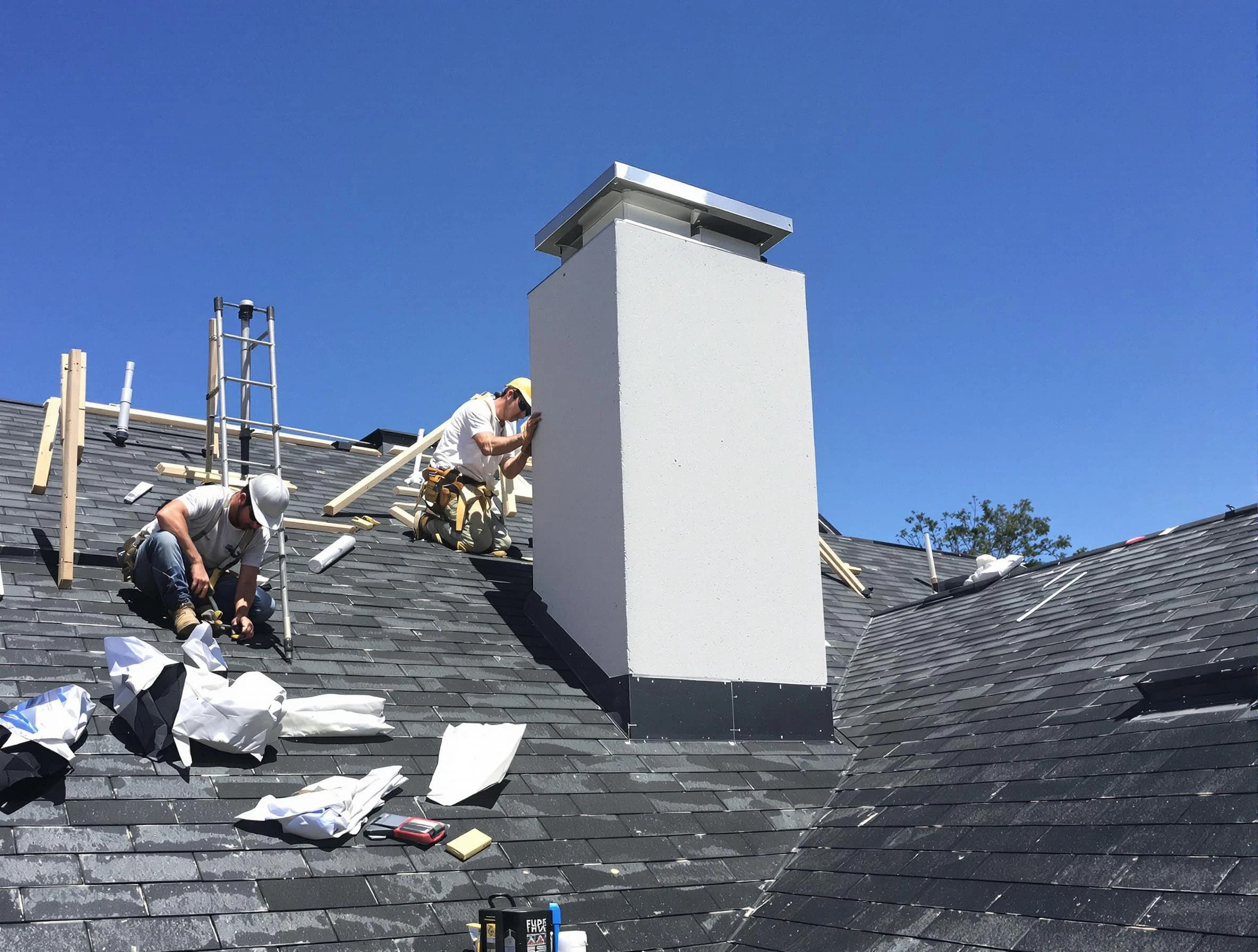 Aurora Chimney Sweep crew installing a new chimney in Aurora, CO