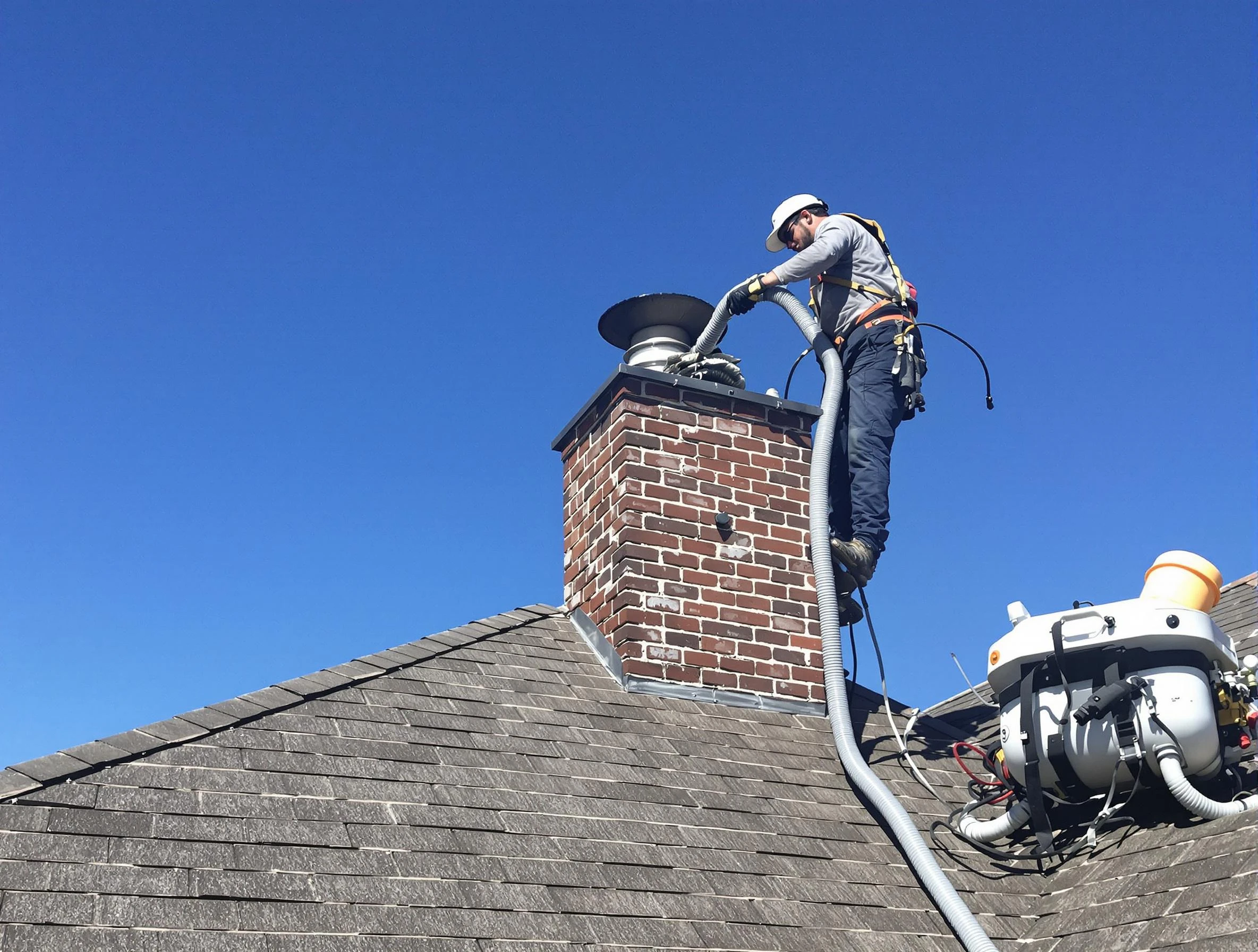 Dedicated Aurora Chimney Sweep team member cleaning a chimney in Aurora, CO
