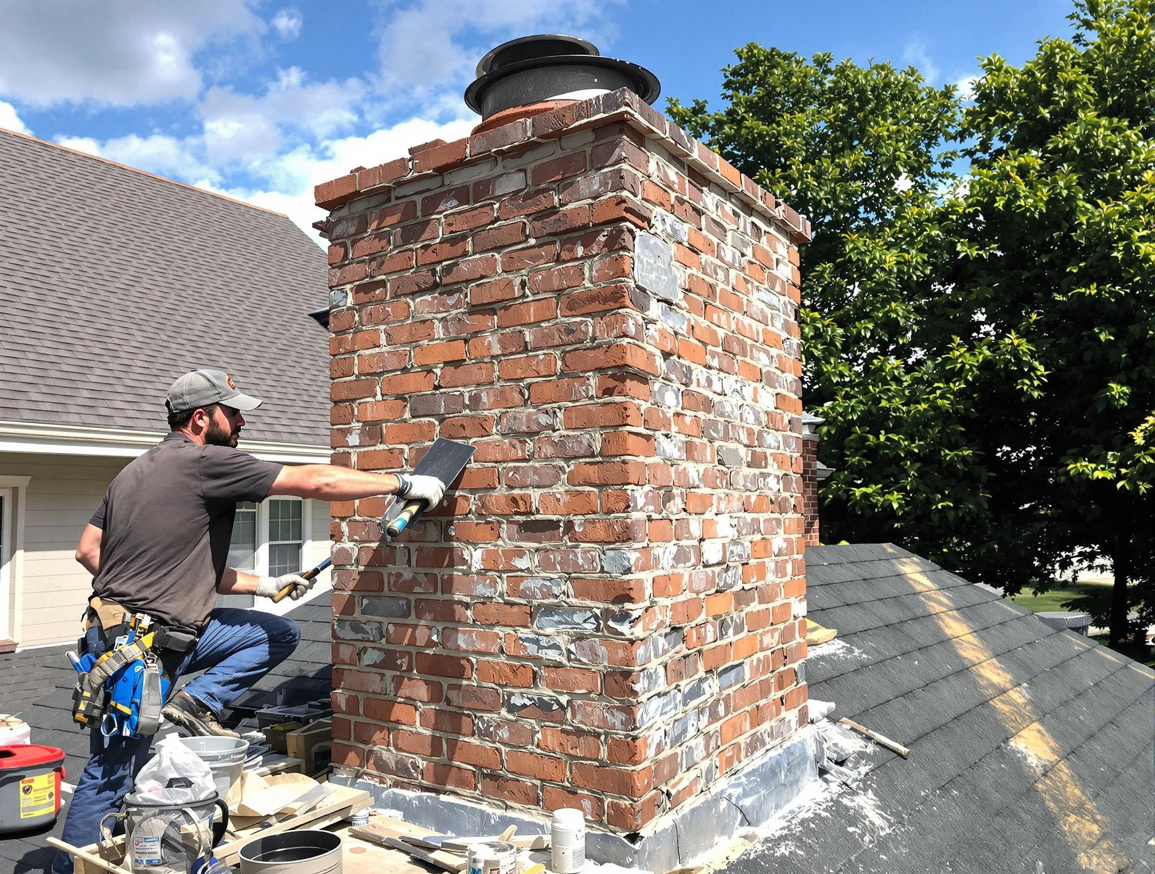 Completed chimney rebuild by Aurora Chimney Sweep in Aurora, CO