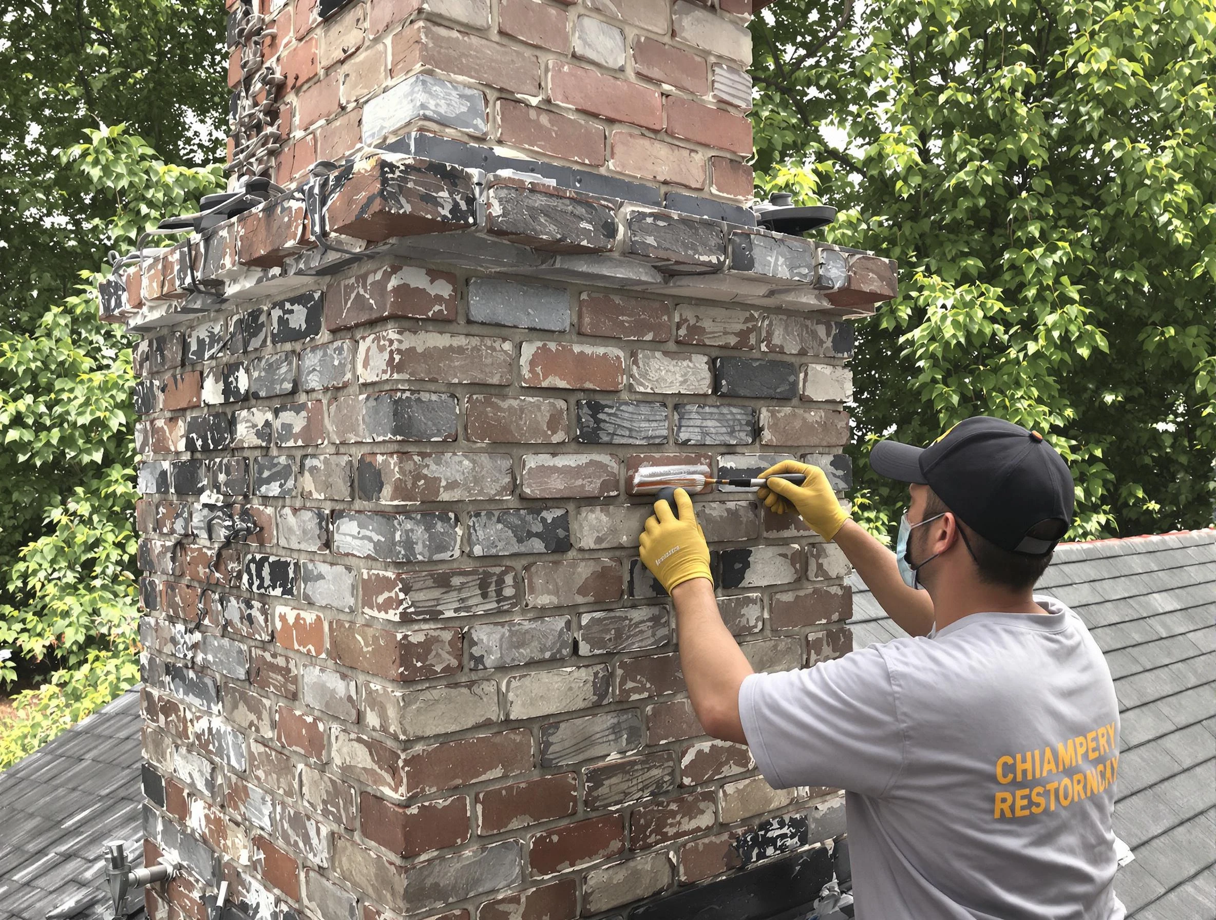 In-progress chimney restoration by Aurora Chimney Sweep in Aurora, CO